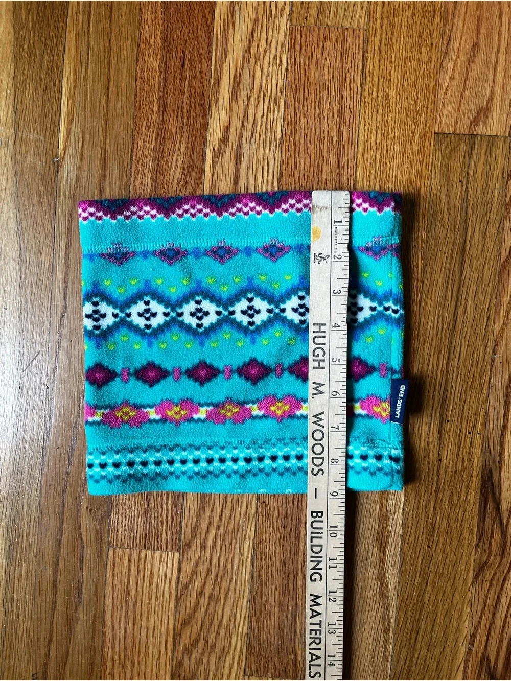 Lands' End Kids Turquoise Neck Warmer with Purple and Yellow Accents